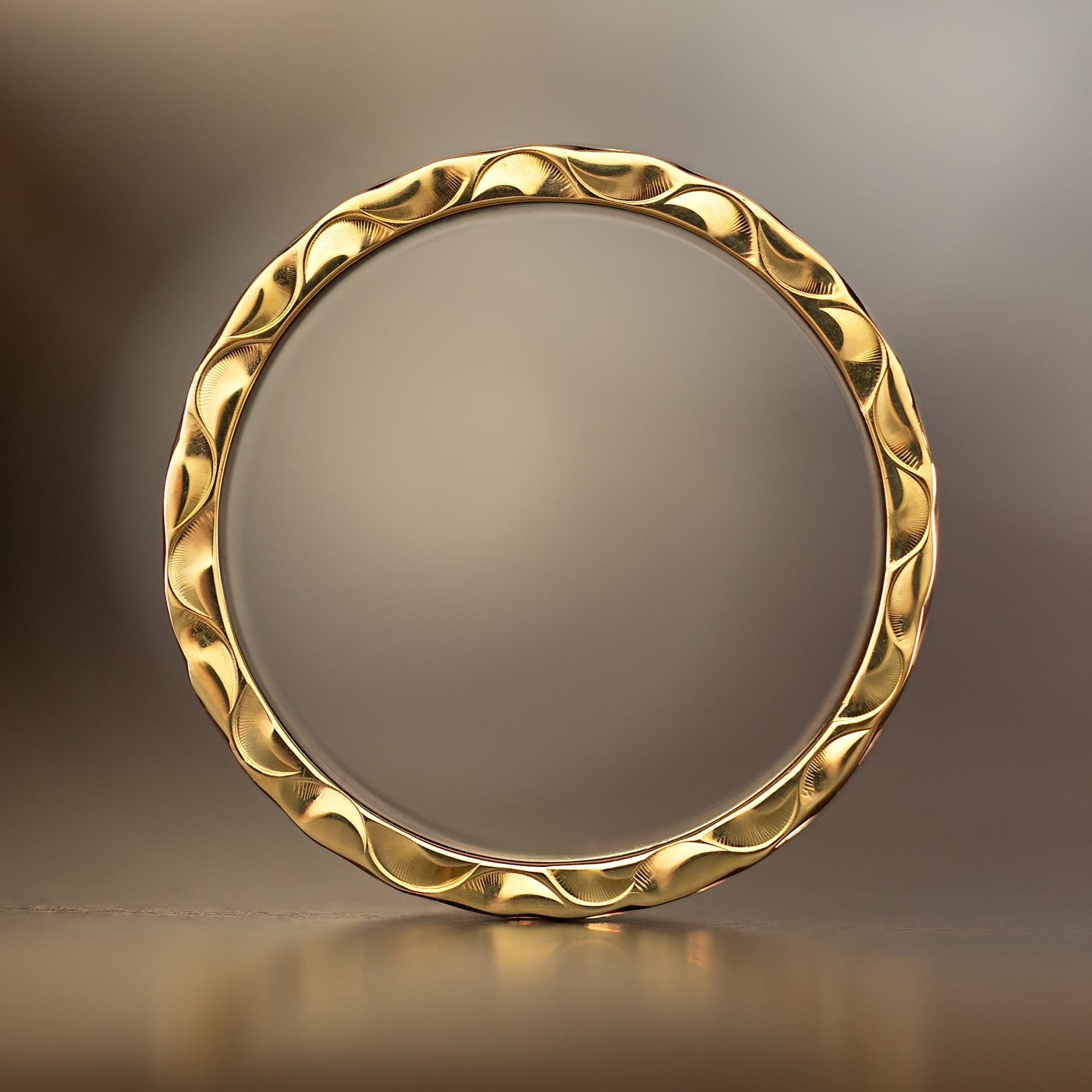 Solid Gold Heavy Style Ring [8mm width] Chevron Maile Desgin
