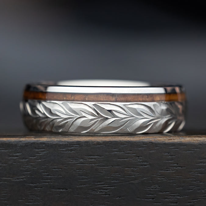 Maile Titanium Ring [Hand Engraved]