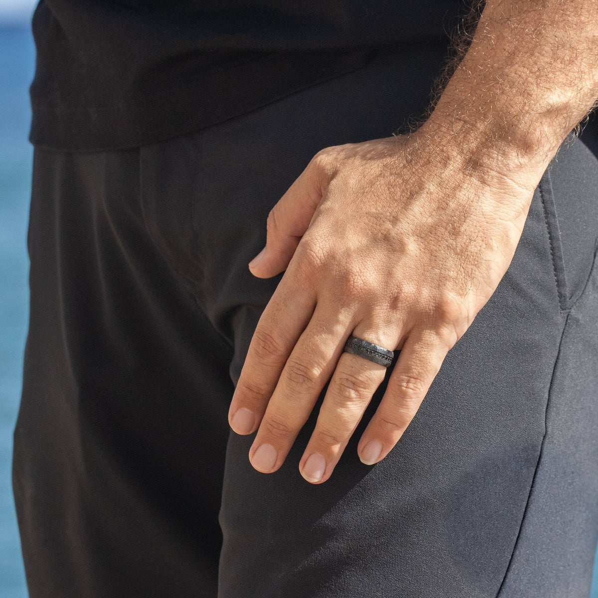 The Obsidian Noir Black Titanium Ring