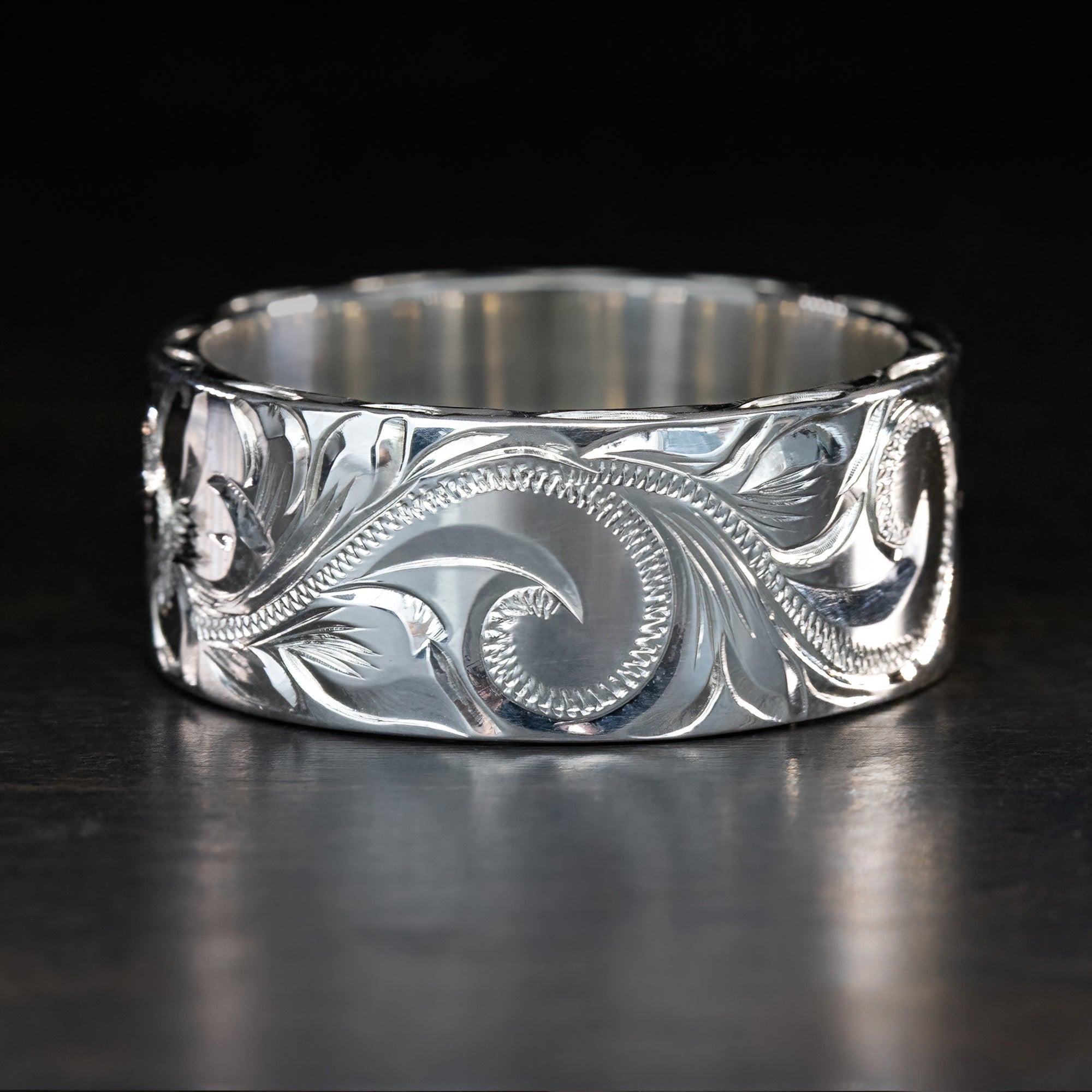 Heavy Style' [10mmx2mm] Hawaiian Jewelry Hand Engraved Ring