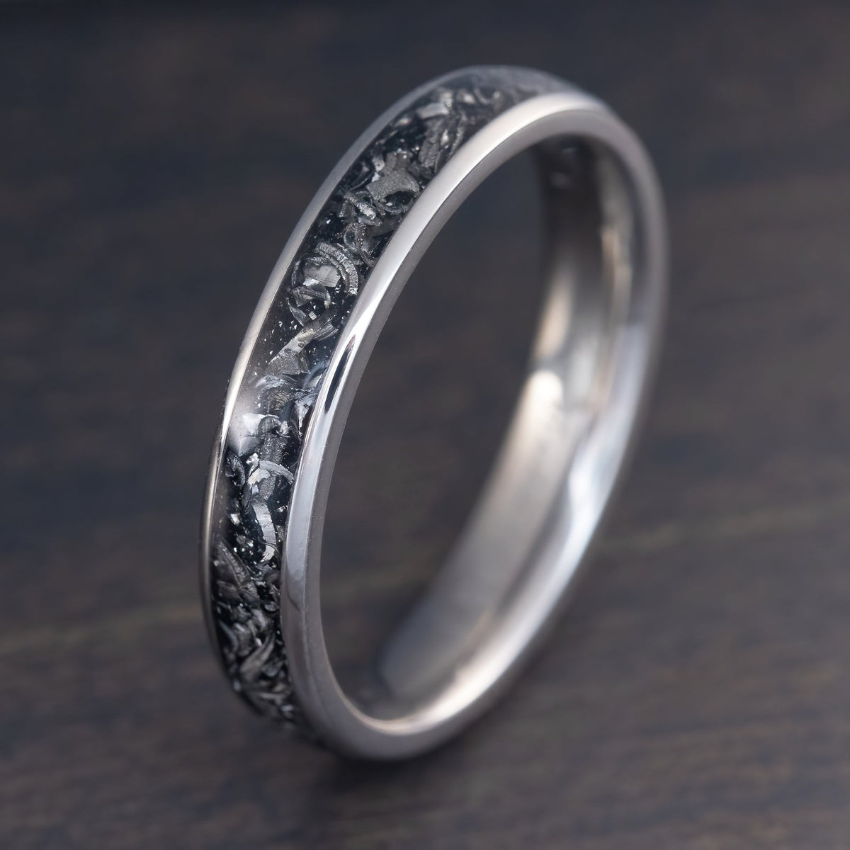 Pair of Titanium Rings [4&6mm widths] Meteorite