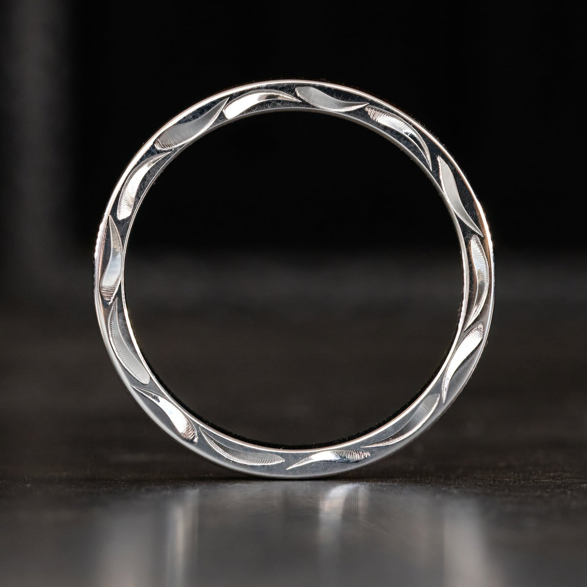 Sterling Silver Ring [4mm width] Hawaiian Koa Wood Inlay