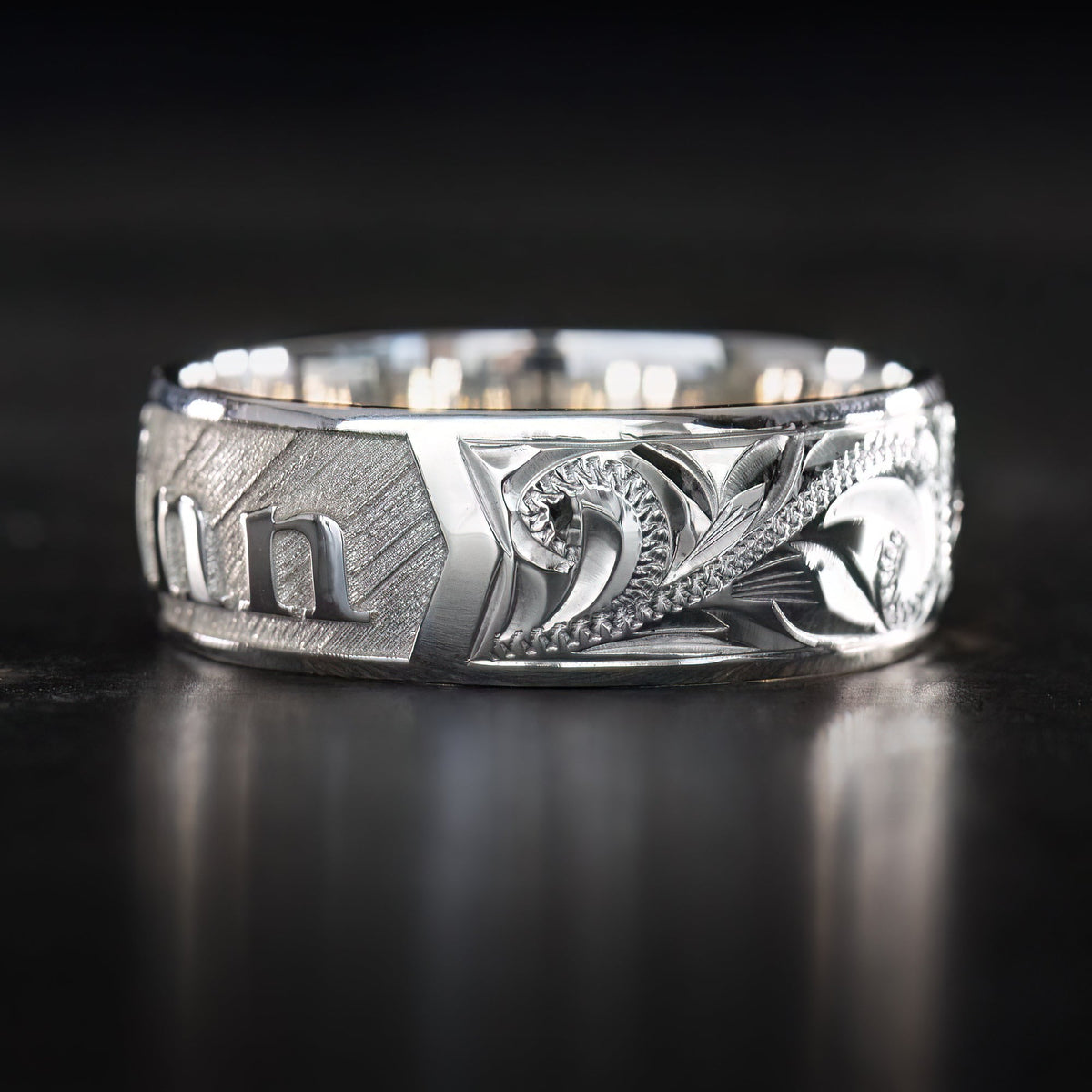 Sterling Silver Personalized Name Ring [6 or 8mm width] Hand Made Hawaiian Jewelry / Barrel Shape