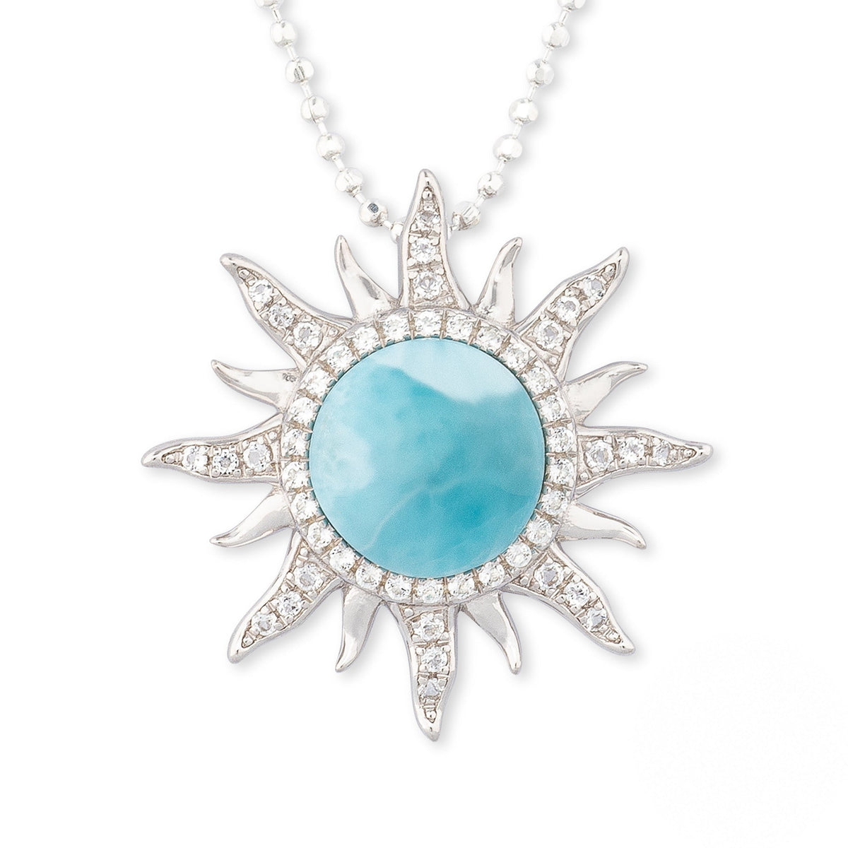 Sterling Silver Sun Larimar Pendant