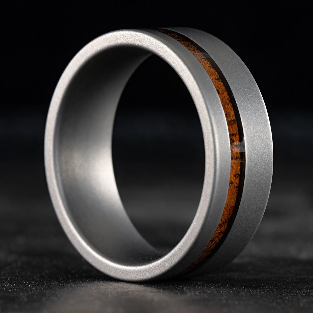Titanium Sand Blast Ring [8mm width] Hawaiian Koa Wood