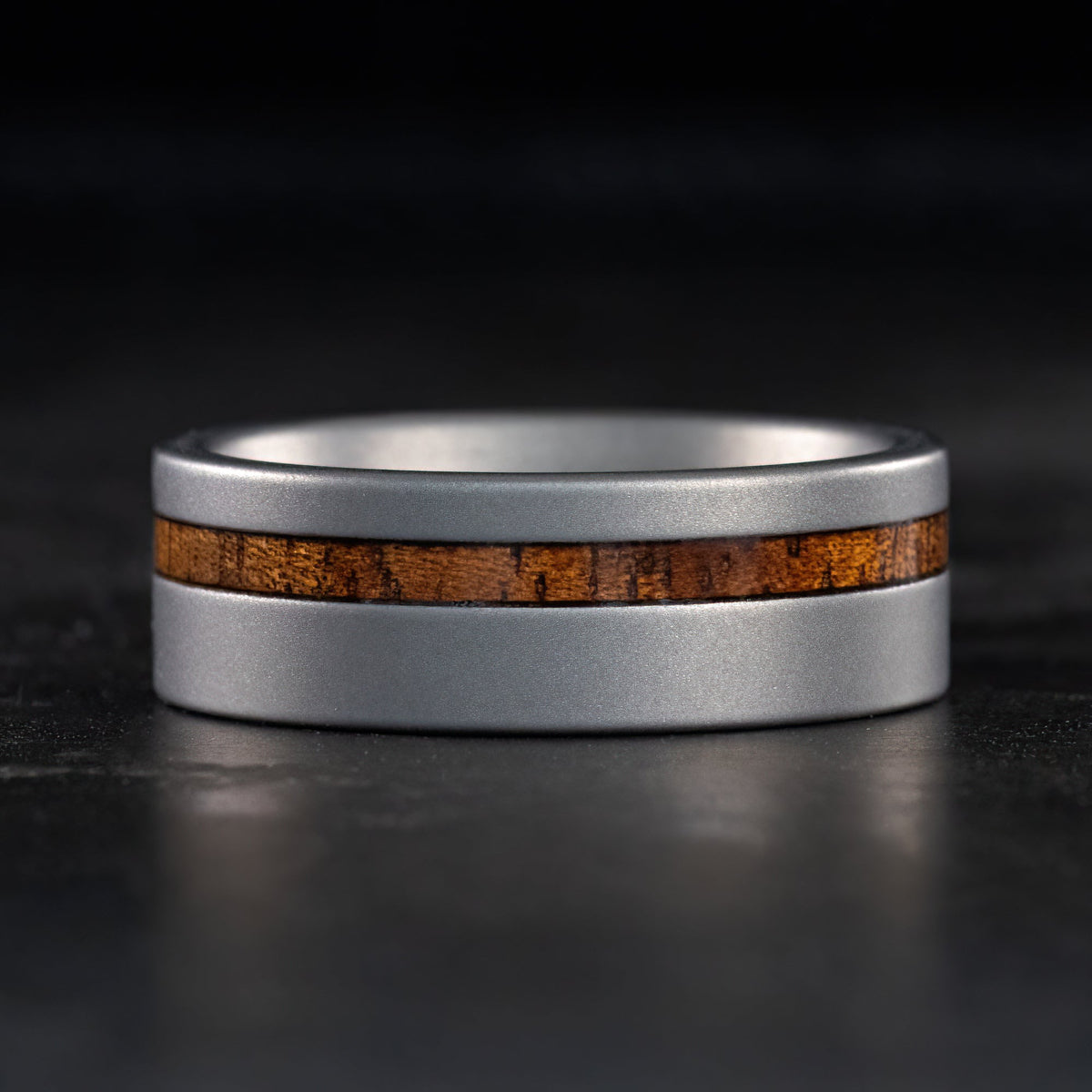 Titanium Sand Blast Ring [8mm width] Hawaiian Koa Wood