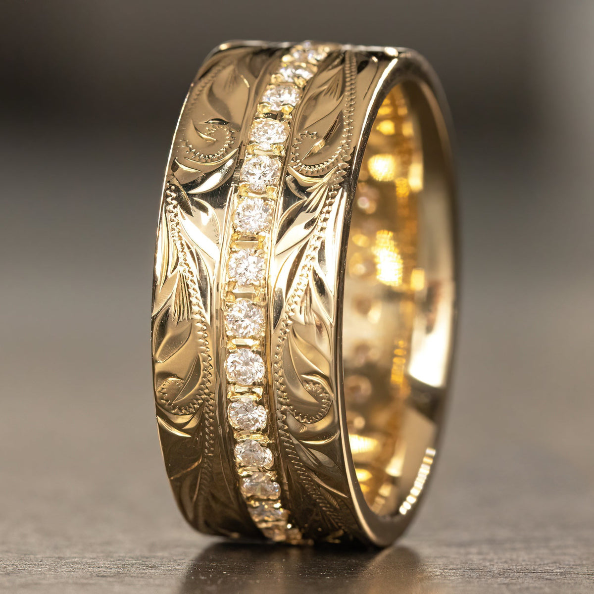 14K Solid Gold 'Palena ʻole' Infinity Diamond Hawaiian Heritage Ring [8mm width]