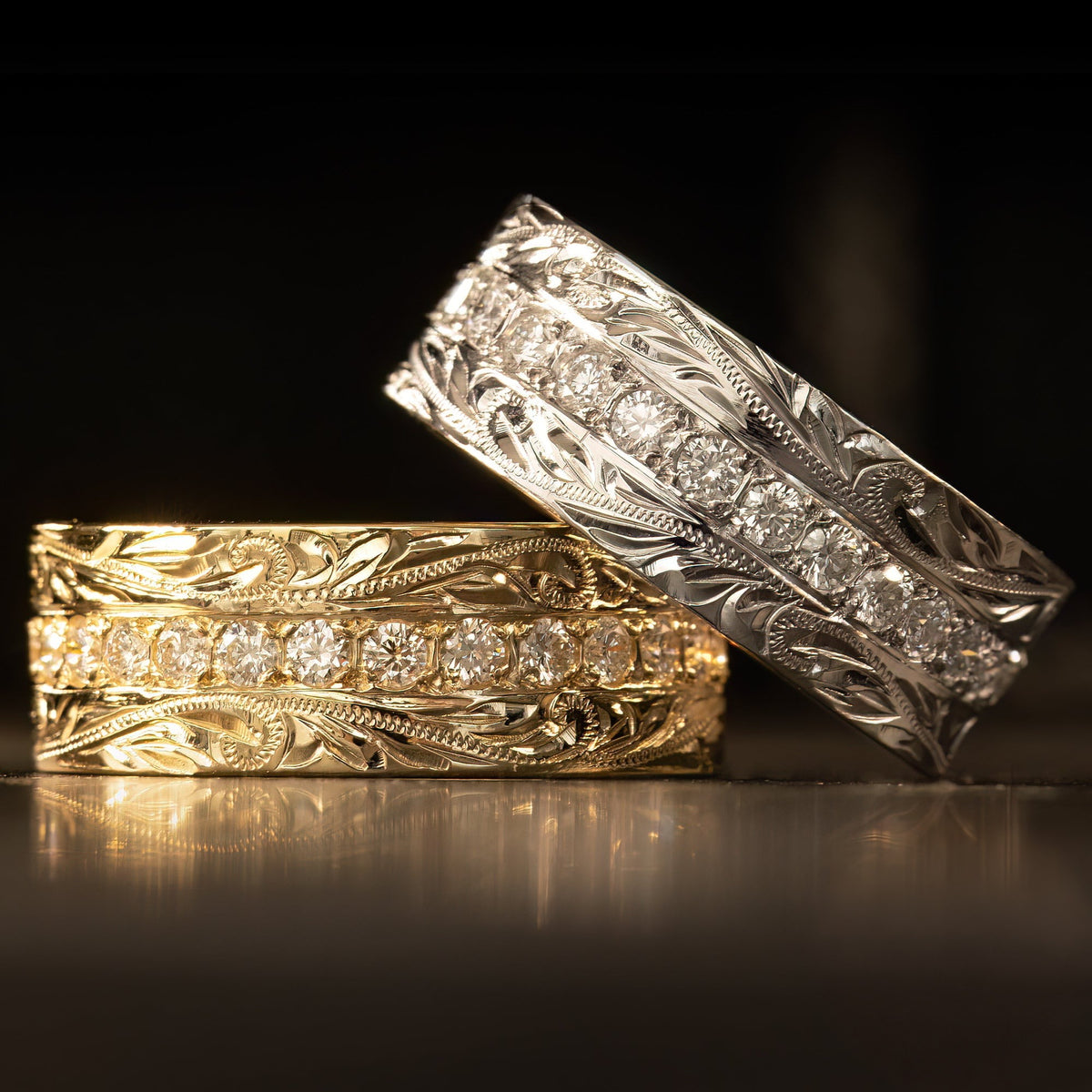 14K Solid Gold 'Palena ʻole' Infinity Diamond Hawaiian Heritage Ring [8mm width]