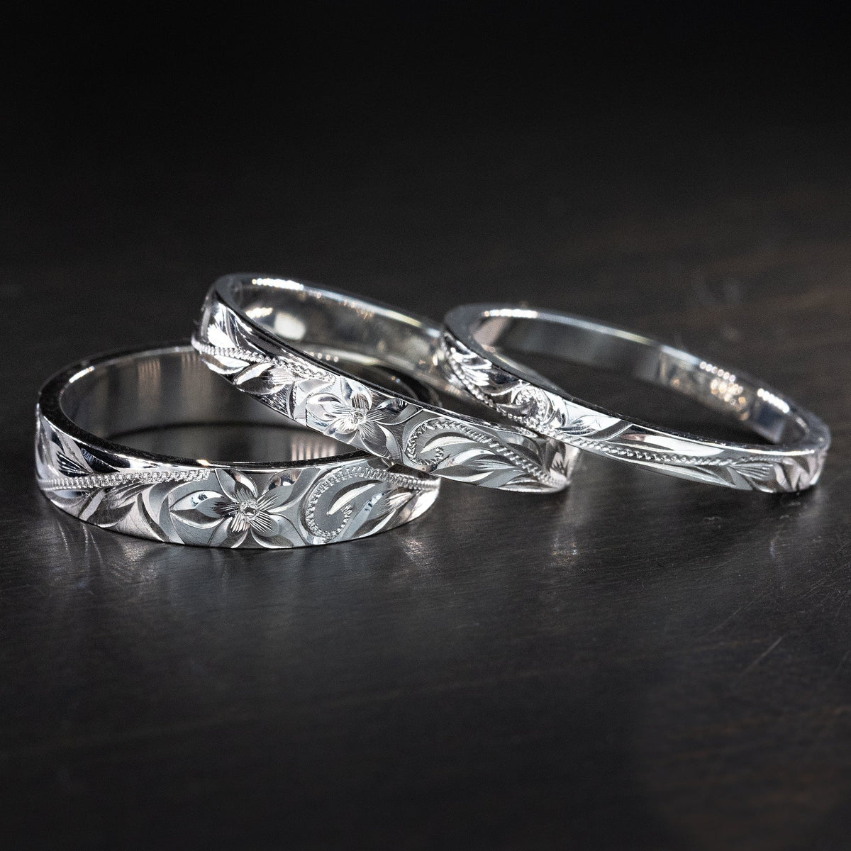 Platinum Hawaiian Heirloom Ring [4mm, 3mm, or 2mm] Flat Shape - Standard Fitment