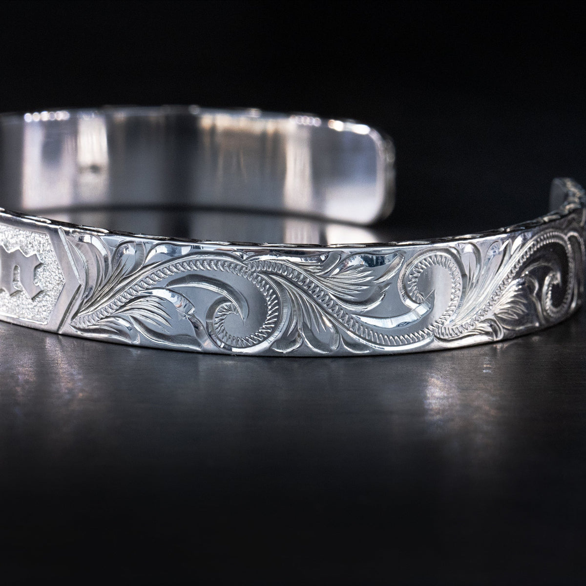 Sterling Silver Hawaiian Jewelry [10x2mm] Personalized Name Open Bangle