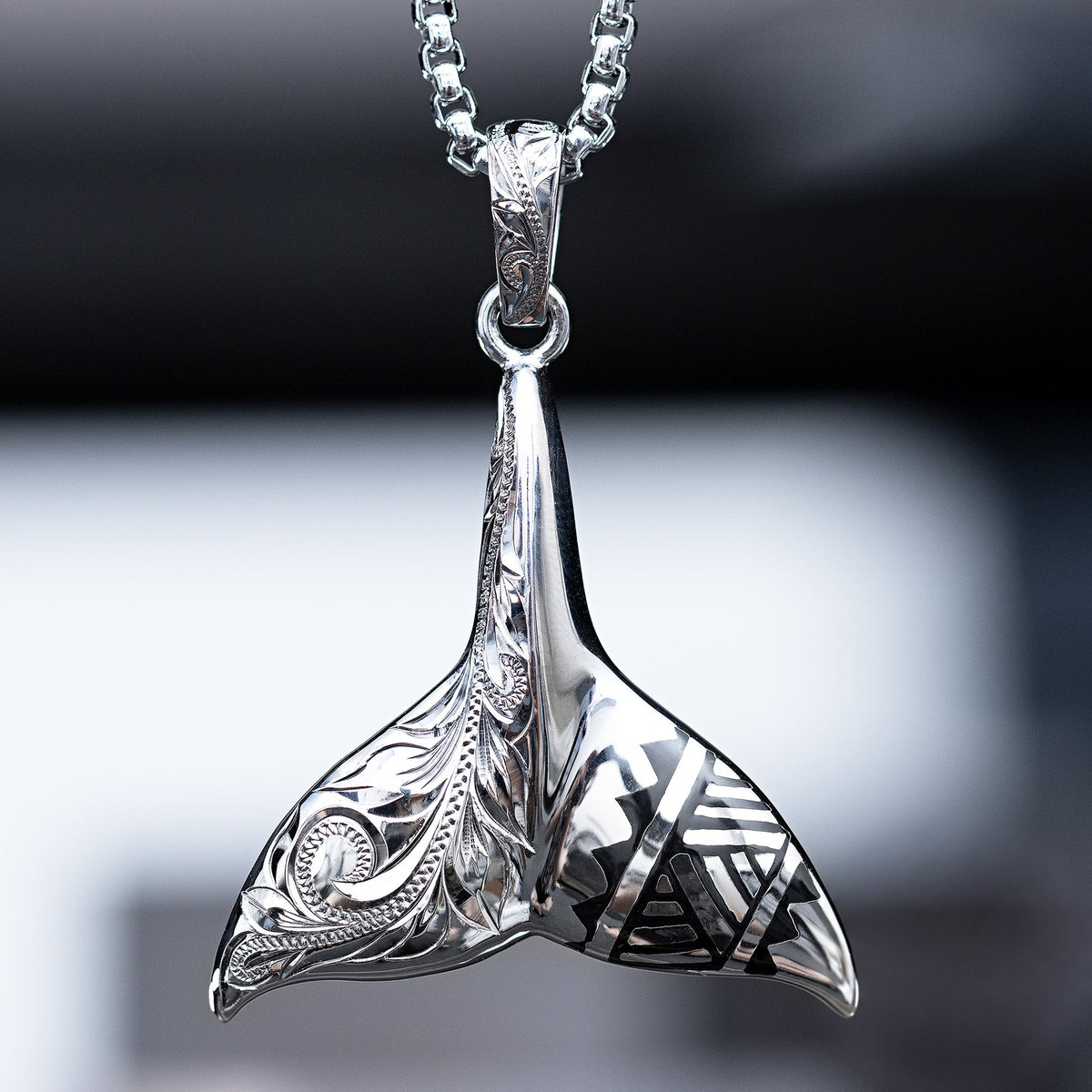 Sterling Silver Hawaiian Tattoo Wale Tale Pendant [Chain Included]