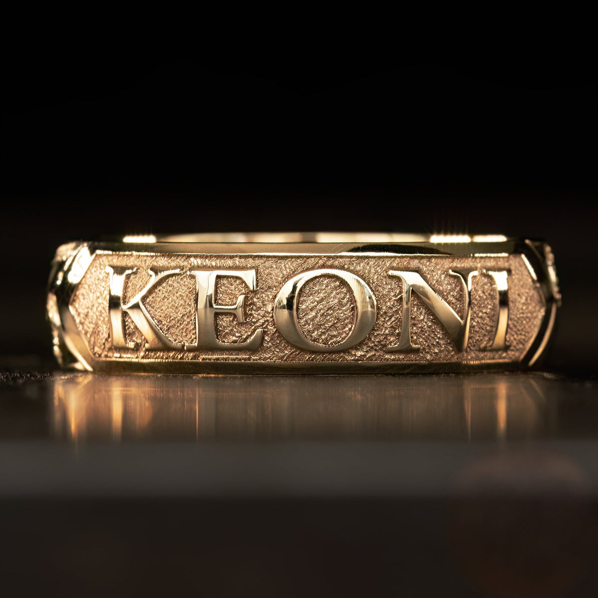 Solid Gold Personalized Name Ring [6 or 8mm width] Hand Made Hawaiian Jewelry / Barrel Shape