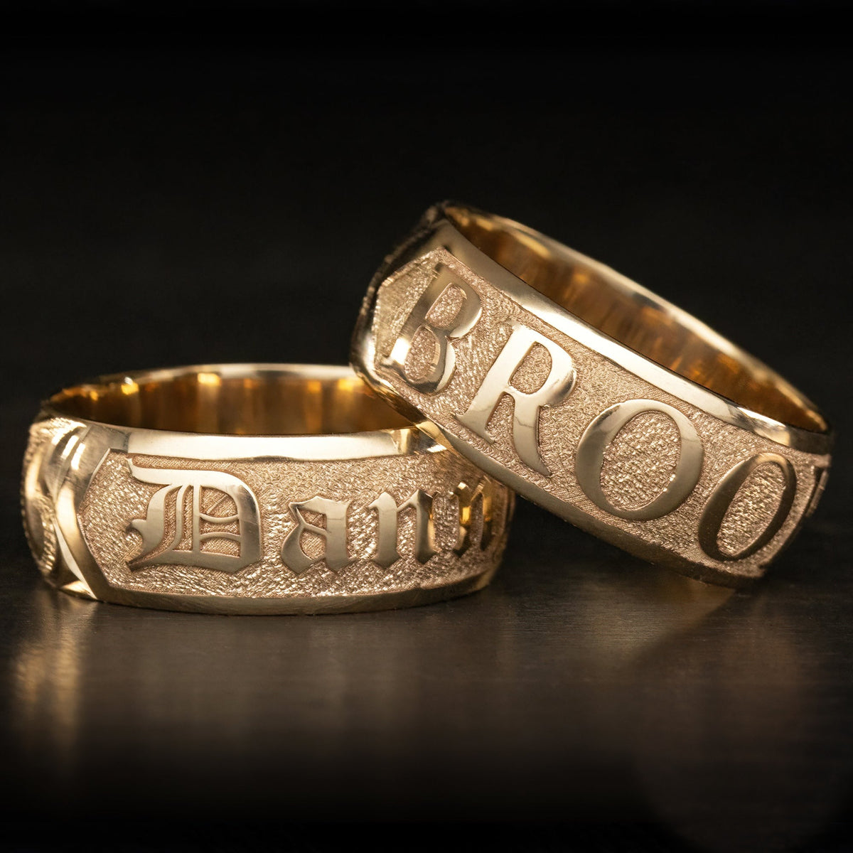 Solid Gold Personalized Name Ring [6 or 8mm width] Hand Made Hawaiian Jewelry / Barrel Shape