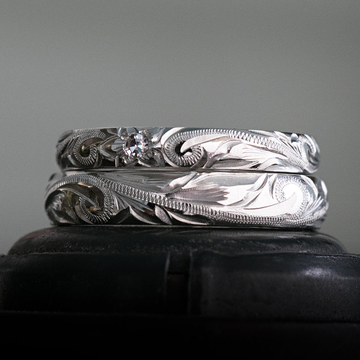Pair of 3mm & 6mm Hawaiian Jewelry Platinum Rings - Dome Shape, Standard Fitment