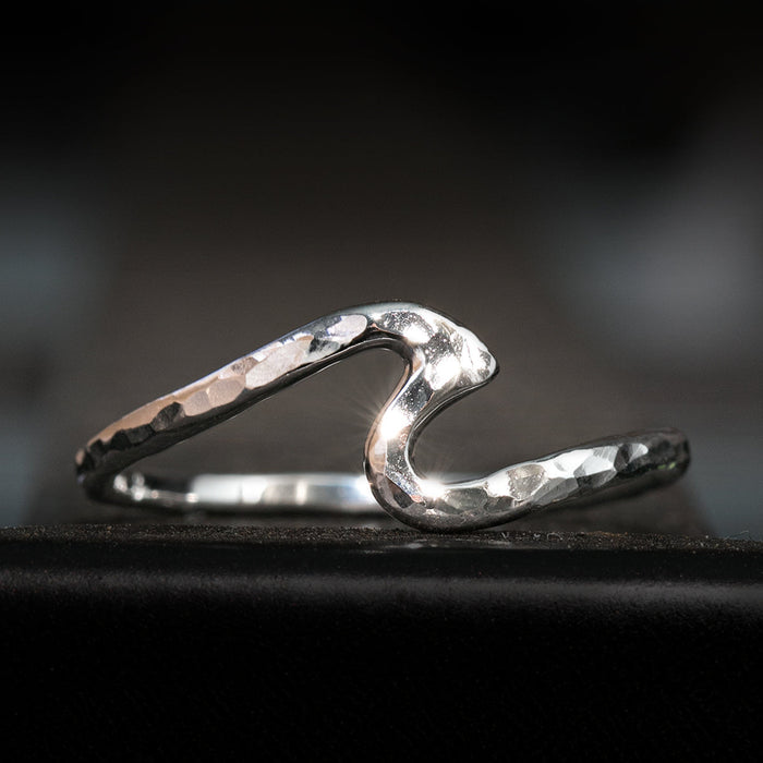 Sterling Silver Hammerd Finish Wave Ring