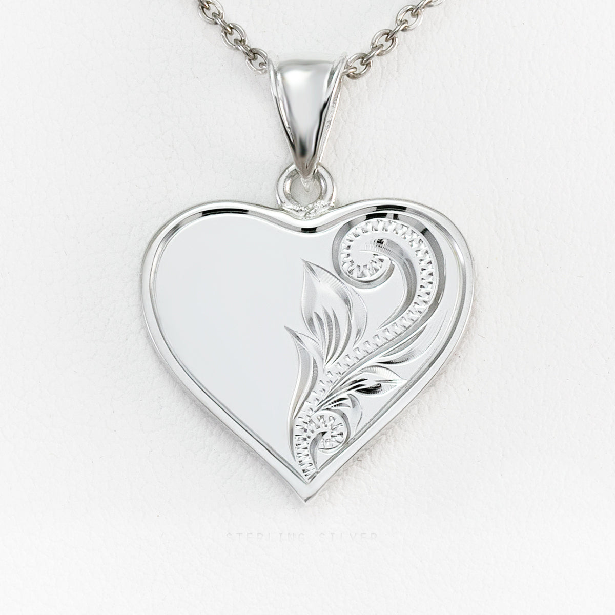 Sterling Silver Heart Charm Hawaiian Jewelry Pendant - Chain Included