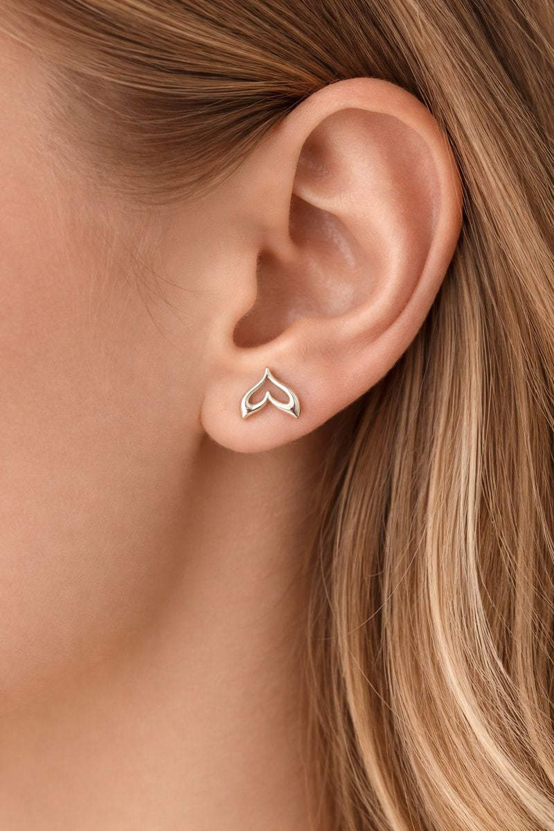 Sterling Silver Whale Tail Earrings