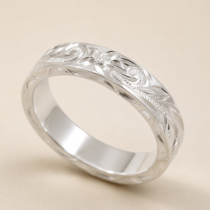 Sterling Silver Heritage Design Ring [4mm width]