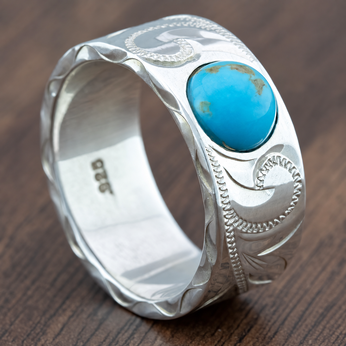 Sterling silver ring with Kingman turquoise