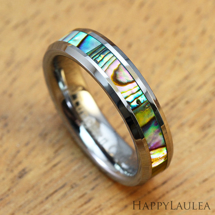 Tungsten Carbide Ring [6mm width ] Abalone Shell