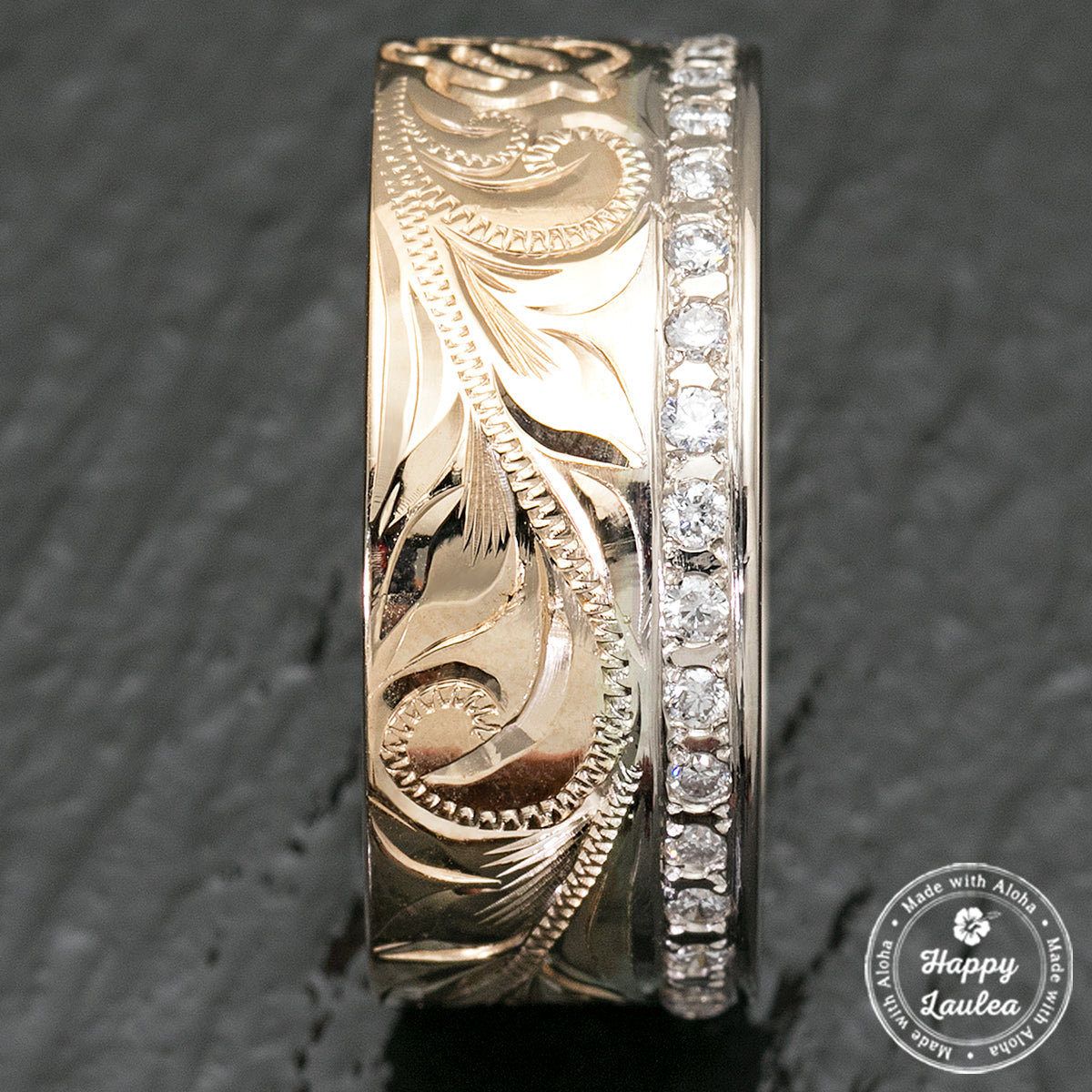 14K Gold Hawaiian Jewelry Diamond Eternity Ring [9mm width] Flat Shape