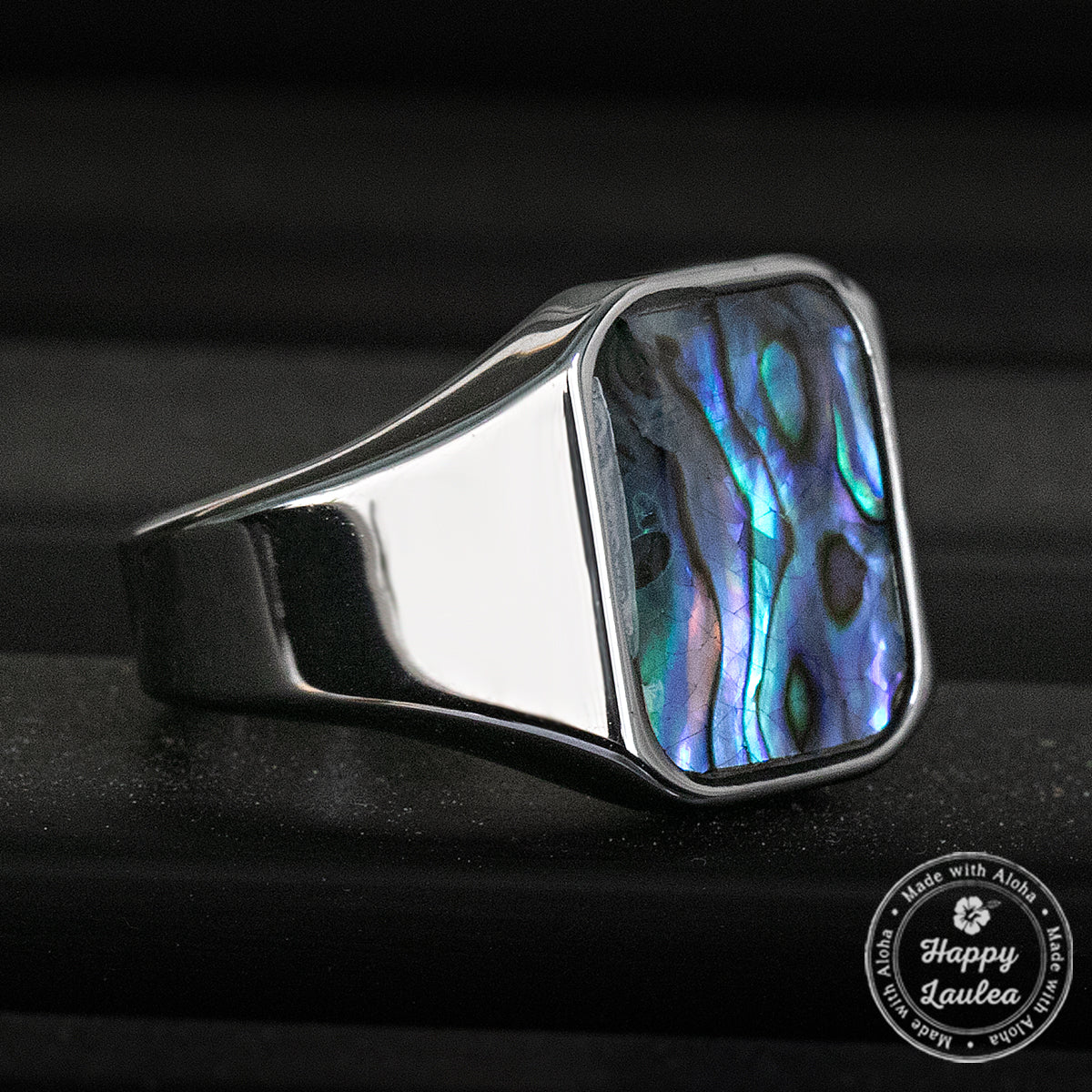 Tungsten Carbide Class Ring Style with Abalone Shell Inlay