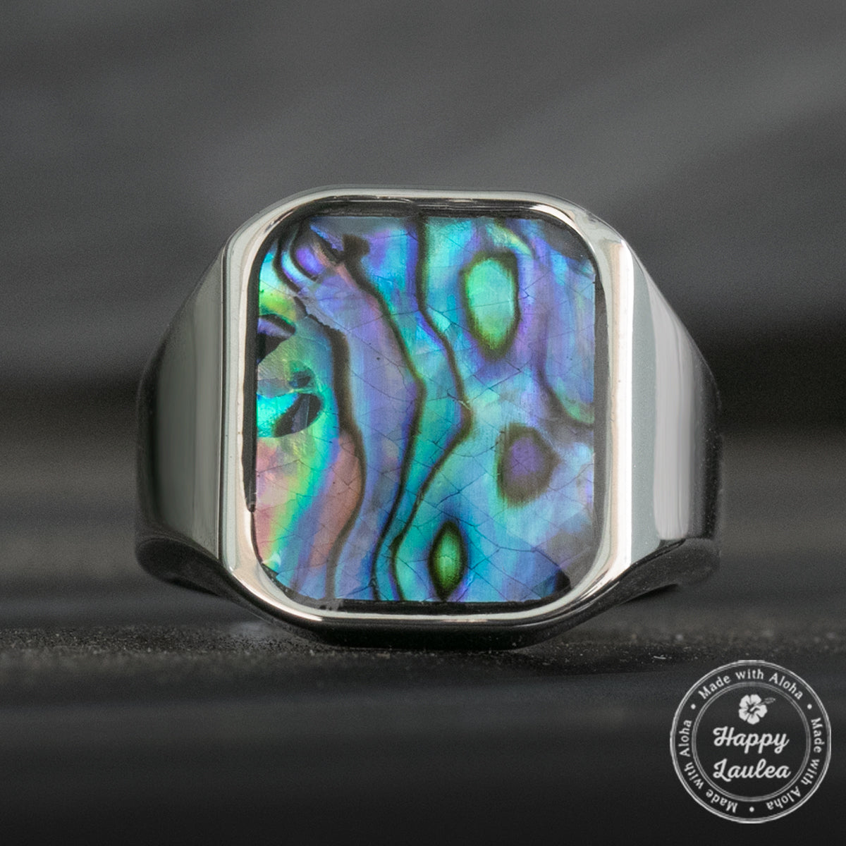 Tungsten Carbide Class Ring Style with Abalone Shell Inlay