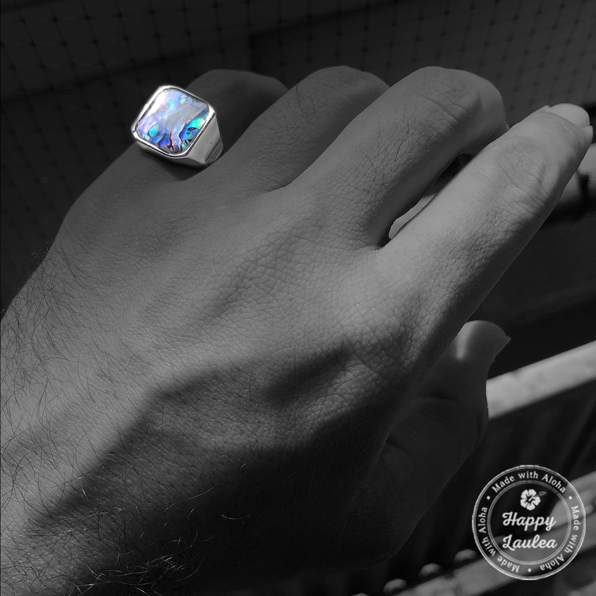 Tungsten Carbide Class Ring Style with Abalone Shell Inlay