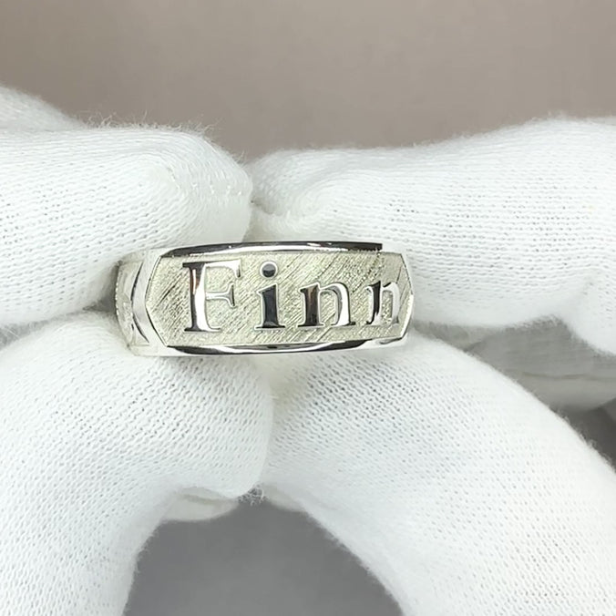 Sterling Silver Personalized Name Ring [6 or 8mm width] Hand Made Hawaiian Jewelry / Barrel Shape