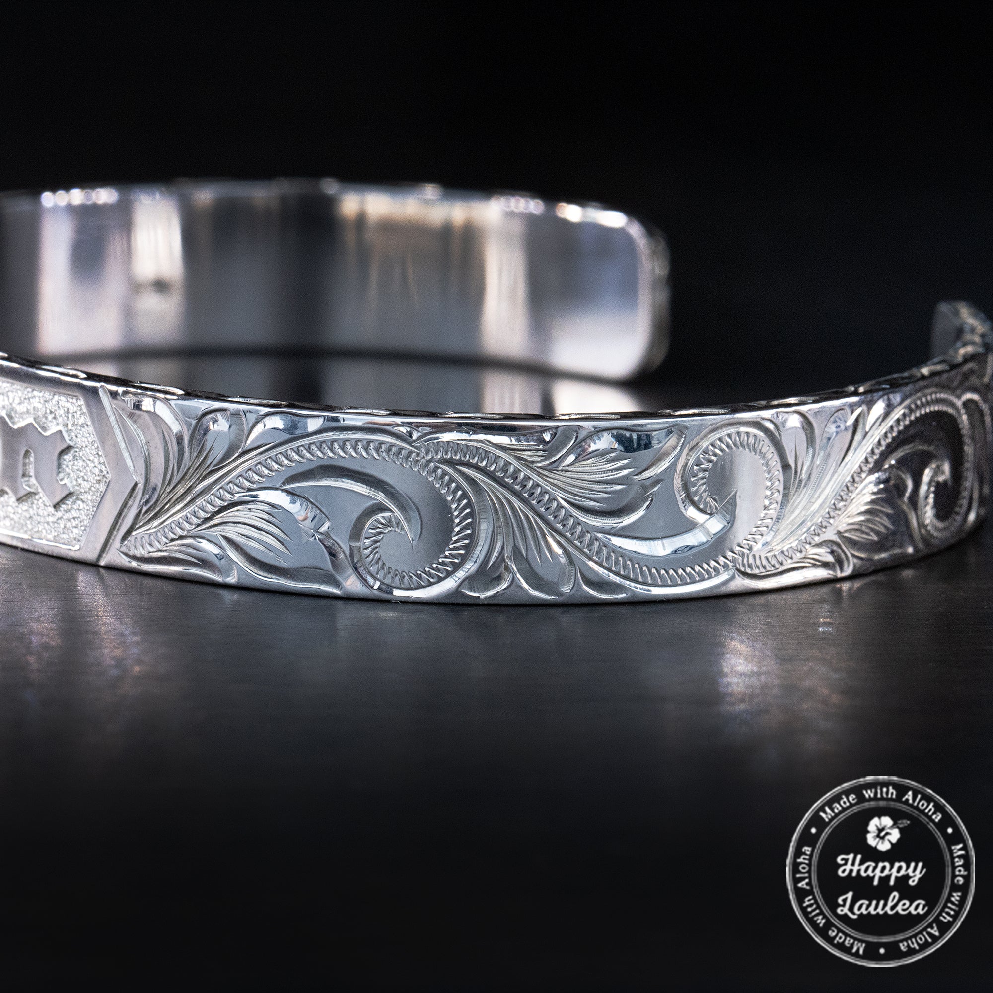 Sterling Silver Hawaiian Jewelry [10x2mm] Personalized Name Open Bracelet