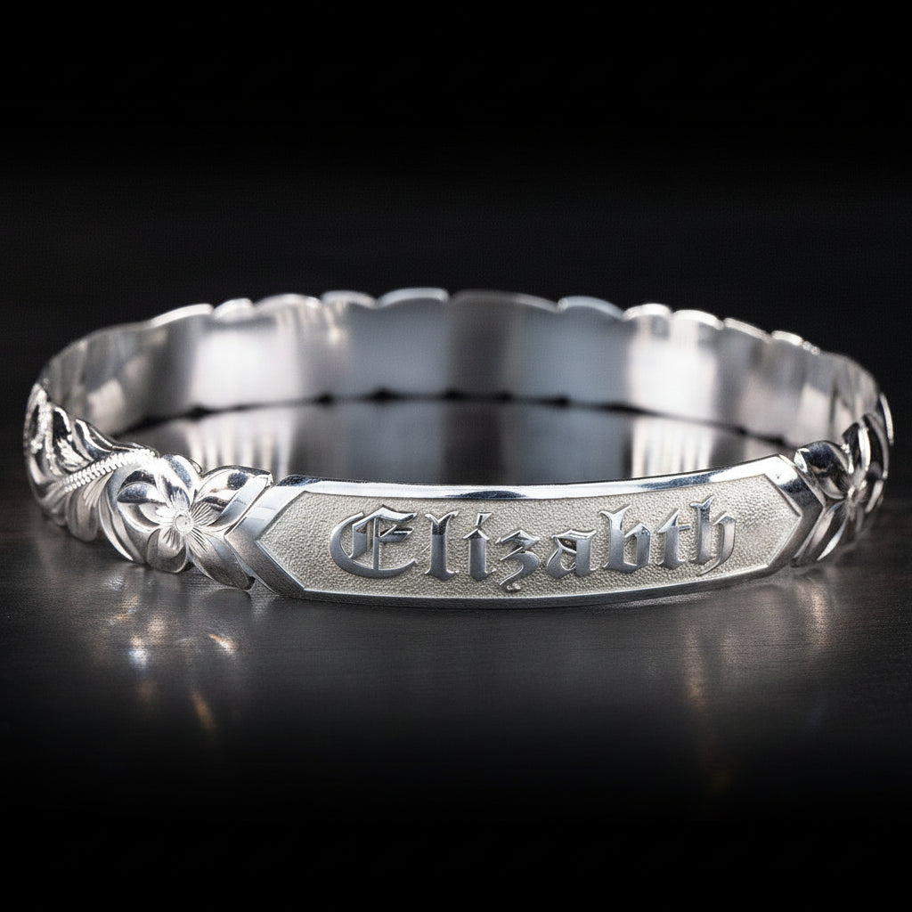 10mm Sterling Silver Name Bangle