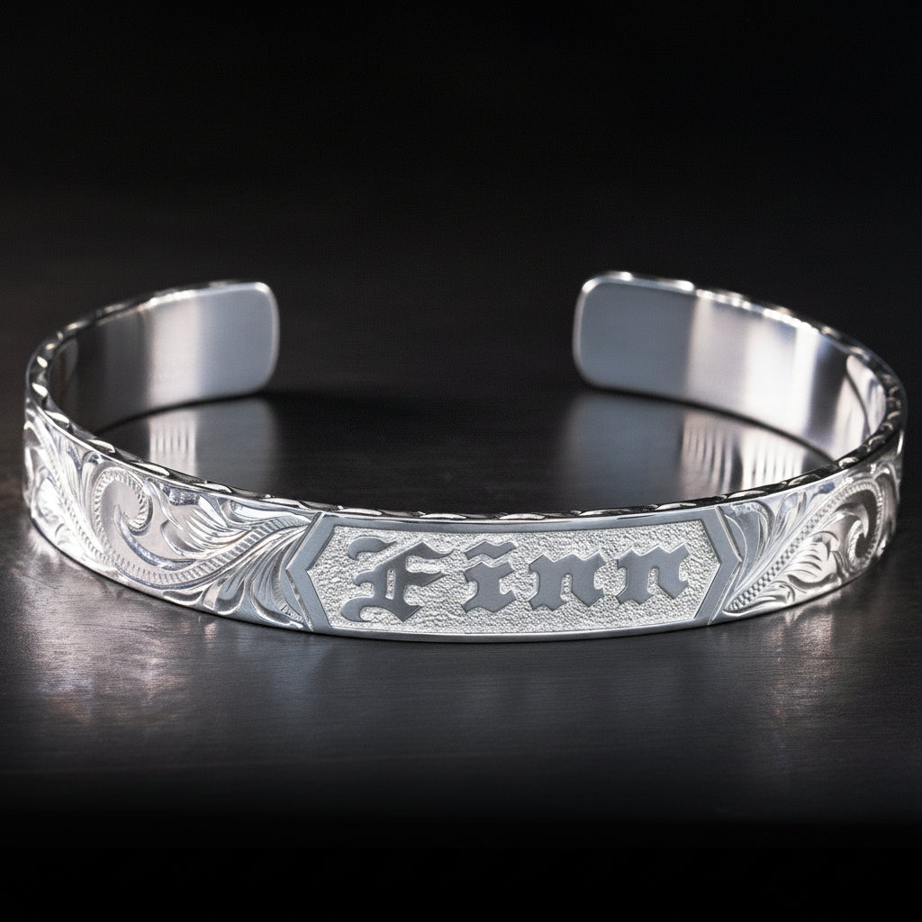 Sterling Silver Heavy Style Name Bangle