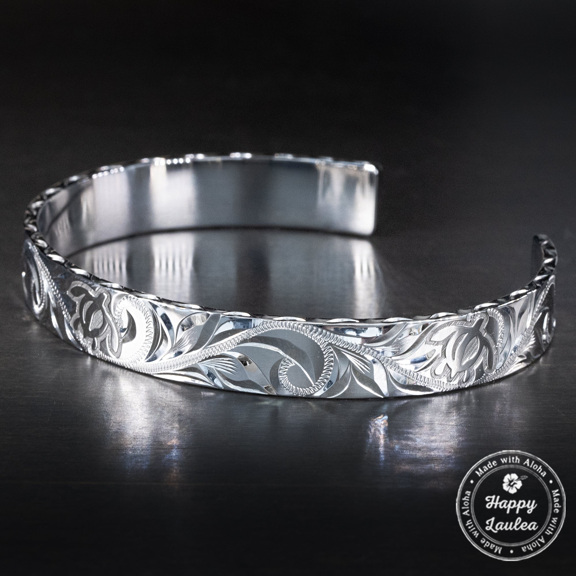 Platinum 950 Bracelet [10x2mm] Hawaiian Old English Design & Sea Turtle Design