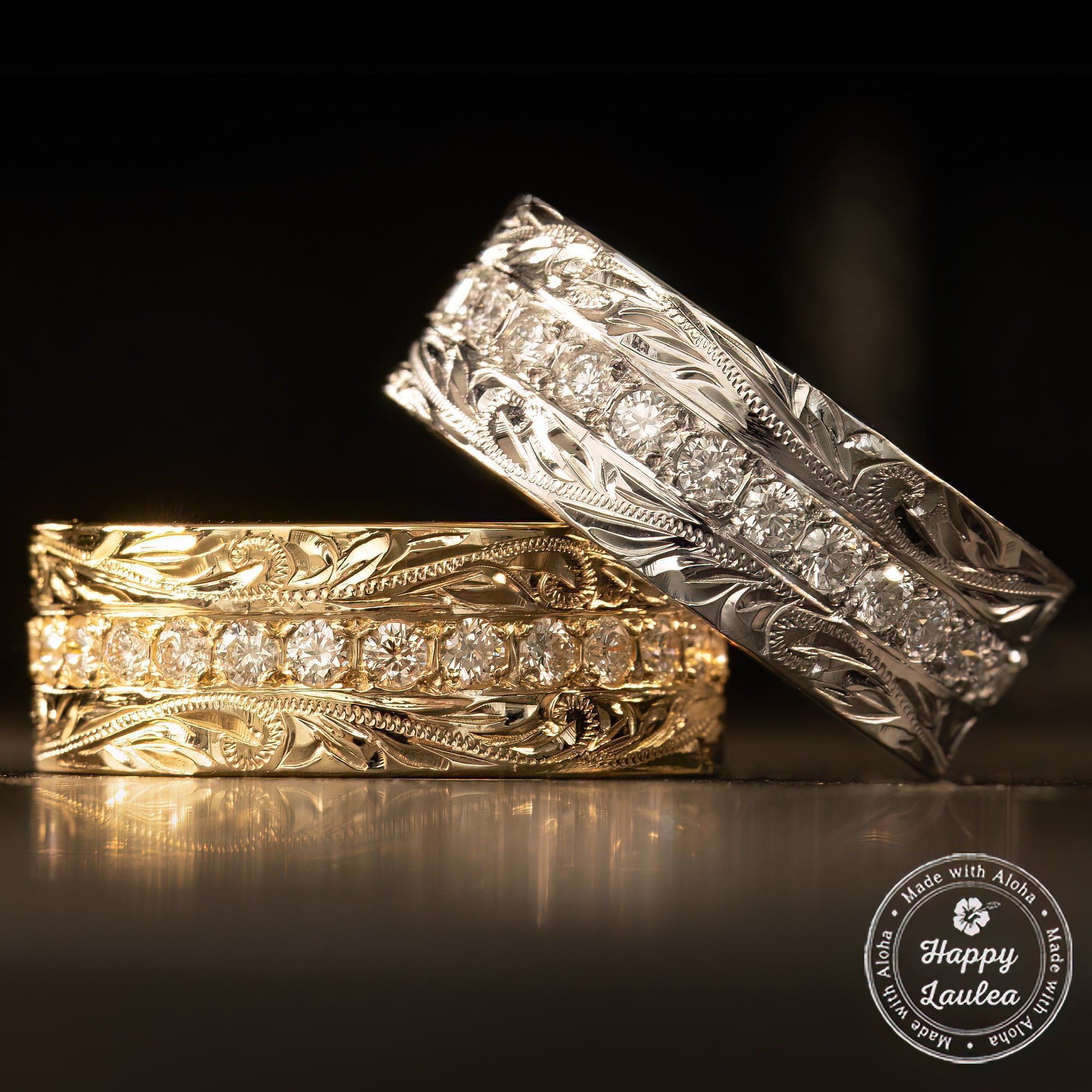 14K Solid Gold 'Palena ʻole' Infinity Diamond Hawaiian Heritage Ring [8mm width]