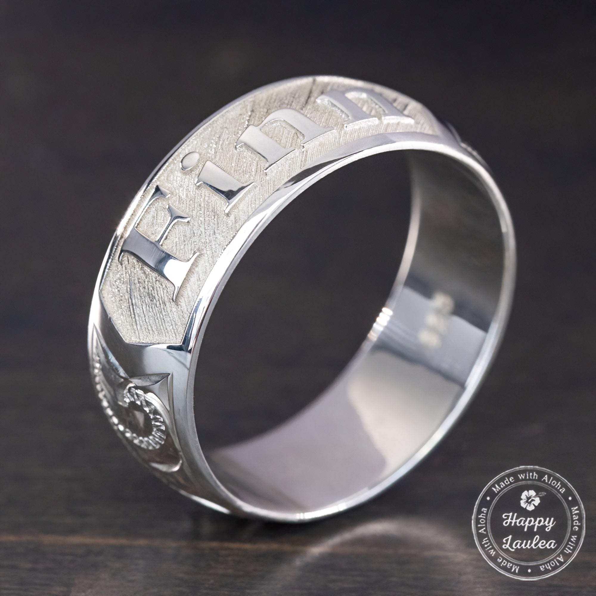 Sterling Silver Personalized Name Ring [6 or 8mm width] Hand Made Hawaiian Jewelry / Barrel Shape