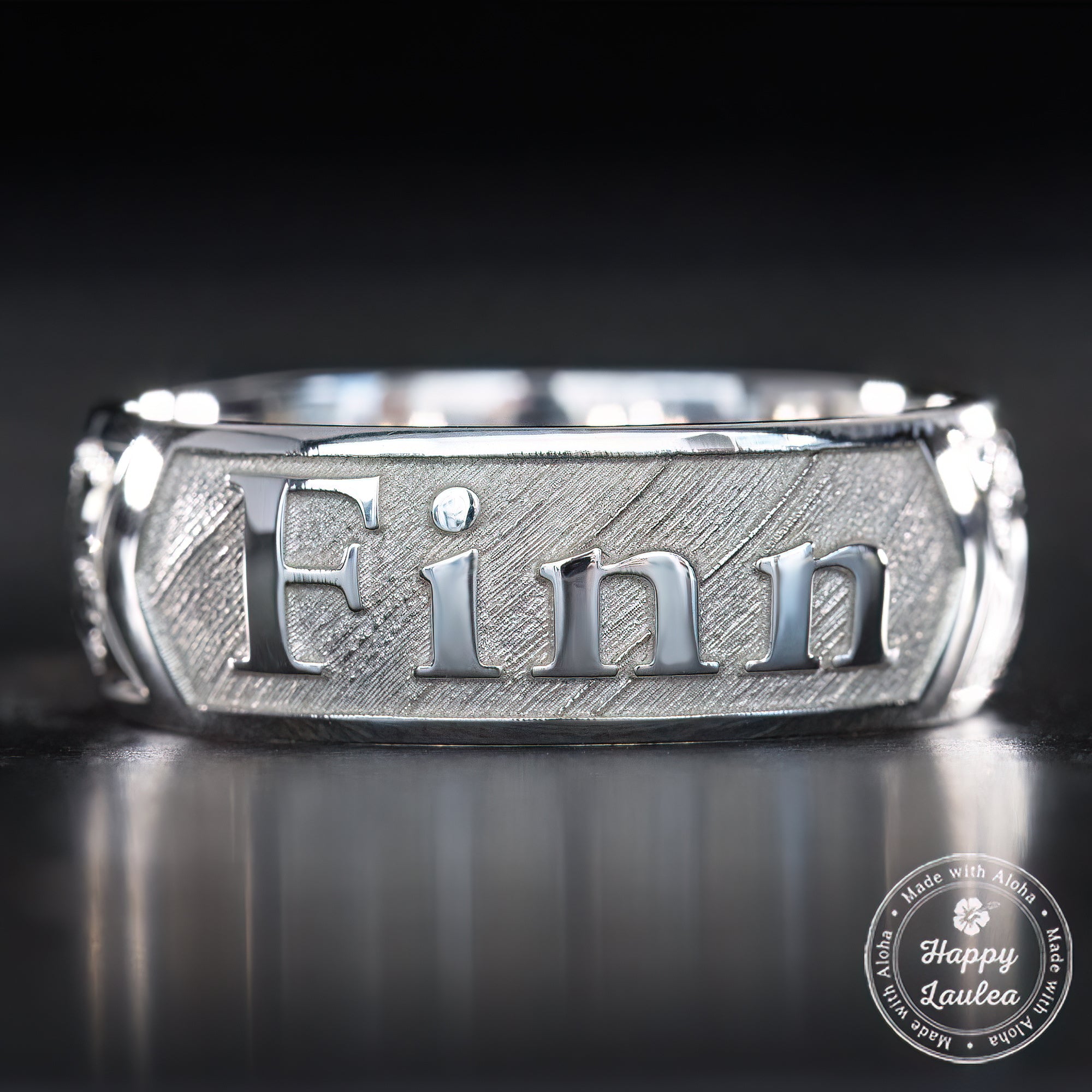 Sterling Silver Personalized Name Ring [6 or 8mm width] Hand Made Hawaiian Jewelry / Barrel Shape