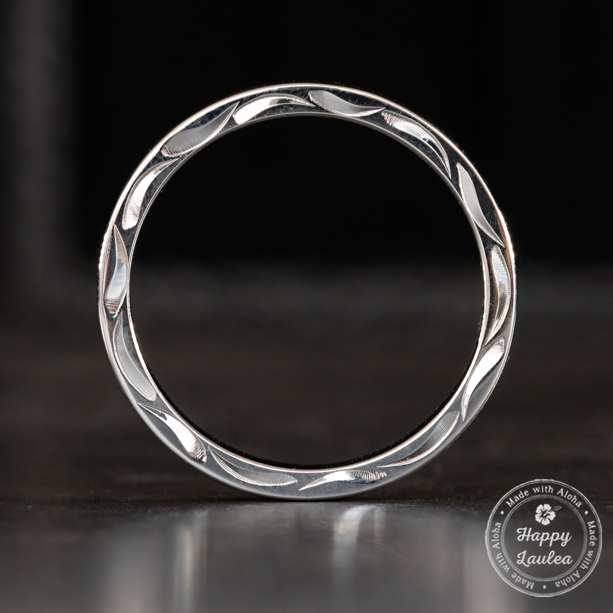 Sterling Silver Ring [4mm width] Hawaiian Koa Wood Inlay