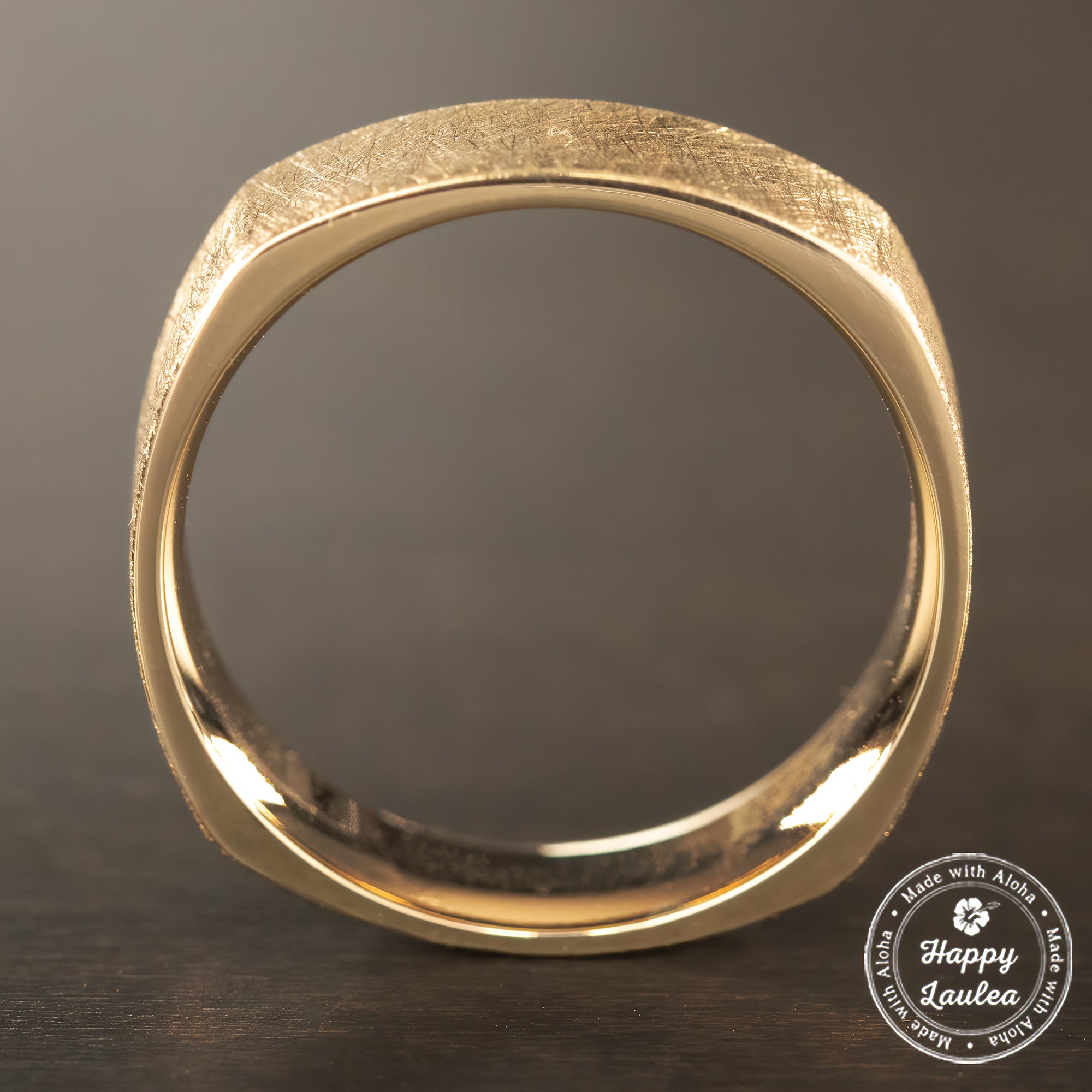 14K Gold Ring 'The Classic Square' [6mm width] Cross Brushed Finished