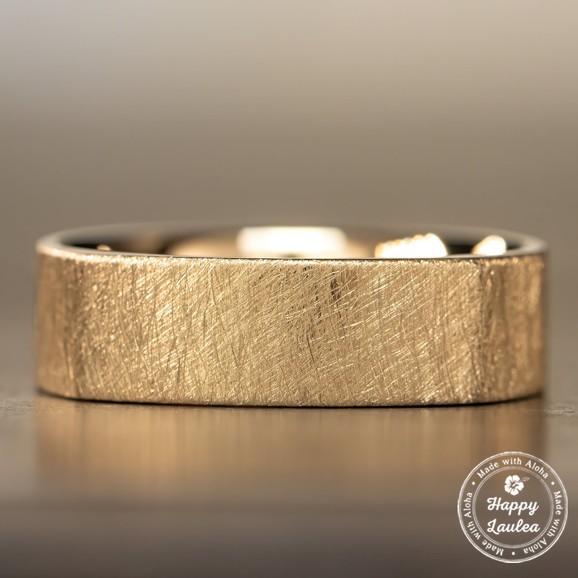 14K Gold Ring 'The Classic Square' [6mm width] Cross Brushed Finished