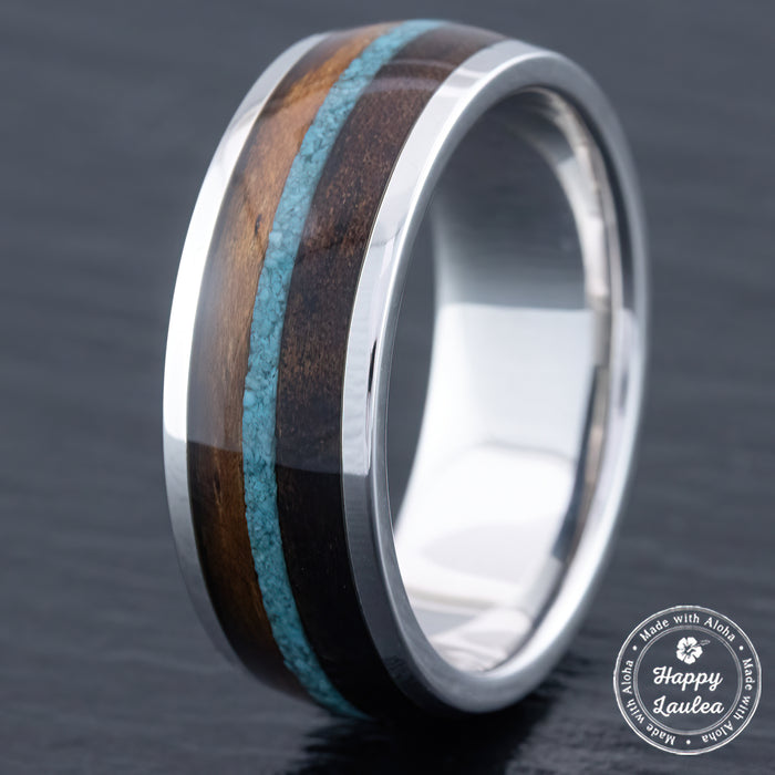 14K Gold [8mm width] Turquoise & Hawaiian Koa Wood