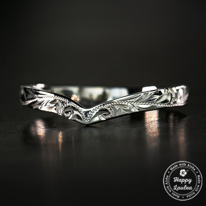 Solid Gold Chevron Wishbone Ring [3mm width] Hand Made Hawaiian Jewelry