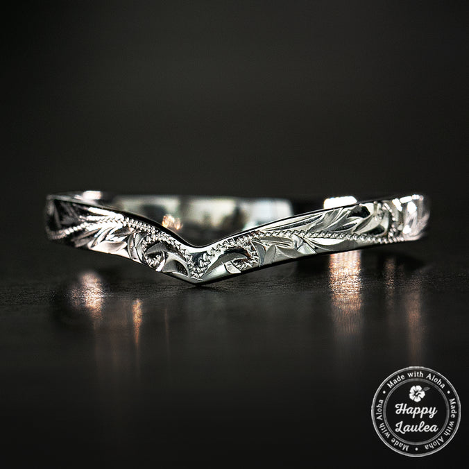 Solid Gold Chevron Wishbone Ring [3mm width] Hand Made Hawaiian Jewelry