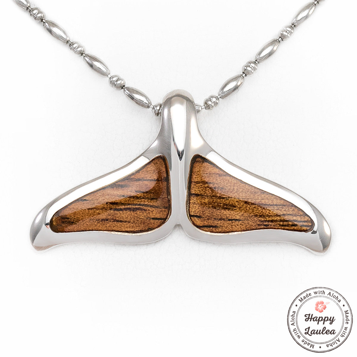 925 Sterling Silver Dolphin Pendant with Koa Wood Inlay